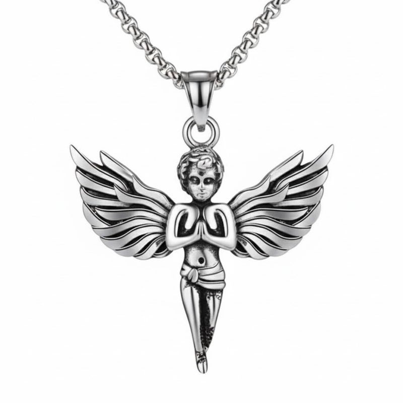 ringzinnie Silver Tone Pendant Necklace Set for Men & Women | Om, Compass, Angel Wing, Prayer Locket | Unique Spiritual & Fashion Jewelry Collection - Image 1