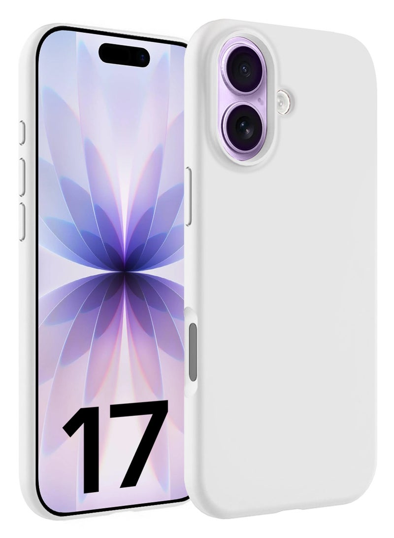 Silicone Protective Phone Case for iPhone 17 - Soft Anti-Scratch Microfiber Lining Ultra Slim Drop Protection Phone Cover - White - Image 1