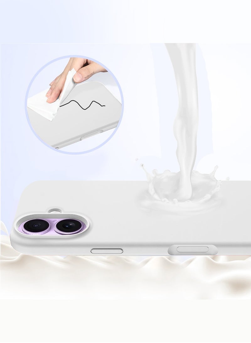 Silicone Protective Phone Case for iPhone 17 - Soft Anti-Scratch Microfiber Lining Ultra Slim Drop Protection Phone Cover - White - Image 3