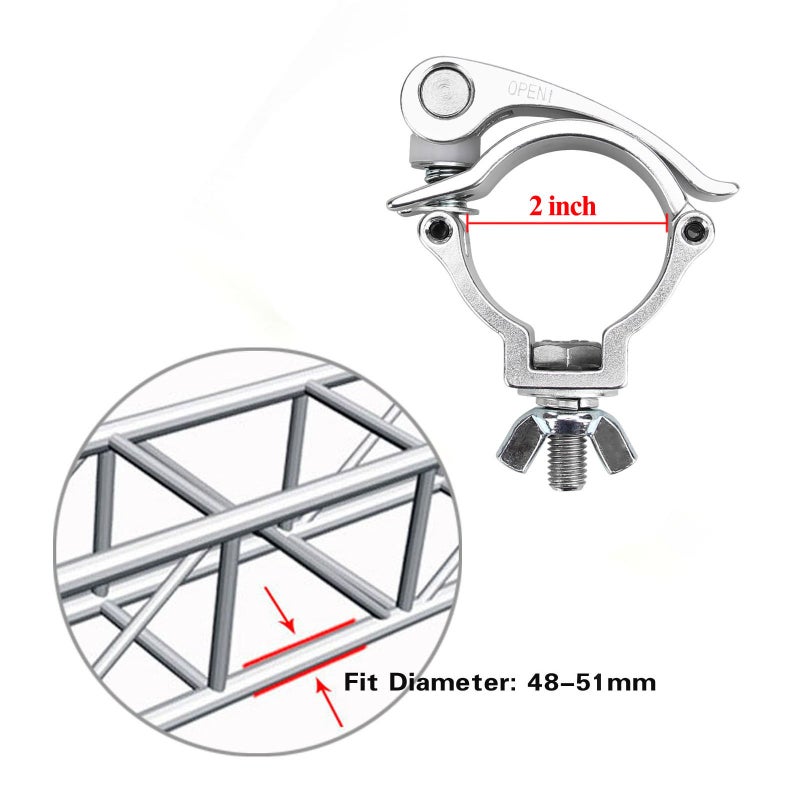 MOUNTAIN_ARK 5 Pack 2" Quick Lock Release Stage Lighting Clamp, Heavy Duty 220 Lbs Aluminum DJ Truss Mount, Silver - Image 3