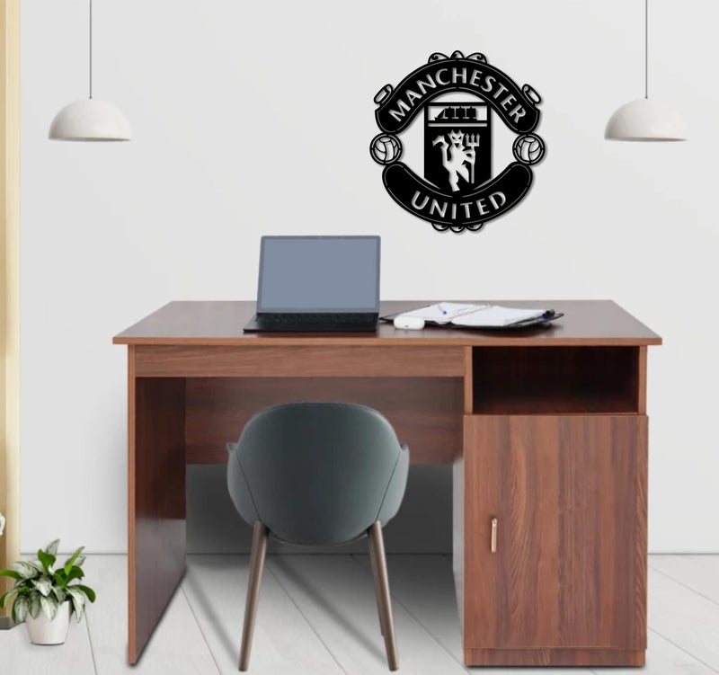 AD INFINITUM® Football Club Logo Wooden plaque | Hanging Wall Art Decor for Living Room Bedroom Kitchen Office | Aesthetic Gift for Football Fan (Manchester United F.C., Black (Single Layer)) - Image 3