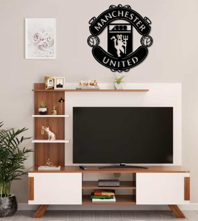 AD INFINITUM® Football Club Logo Wooden plaque | Hanging Wall Art Decor for Living Room Bedroom Kitchen Office | Aesthetic Gift for Football Fan (Manchester United F.C., Black (Single Layer)) - Image 2