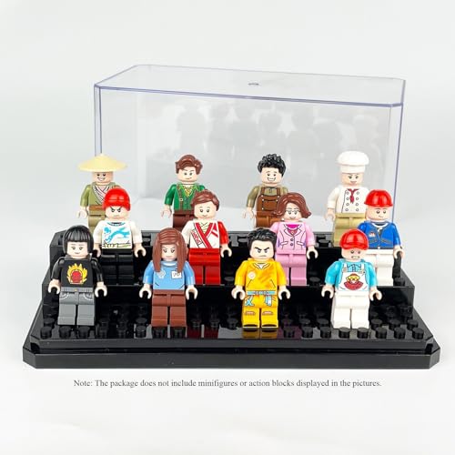 WMM Minifigure Display Case for Action Figures Blocks, Dustproof Acrylic Display Box Storage with 3 Movable Steps for Collection Models Minifigures, Bricks Blocks Toys - Image 4