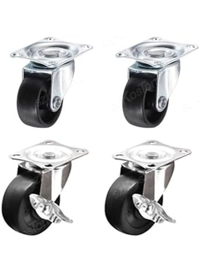 1 Inch PVC Furniture Casters Universal Heavy Duty 360 Swivel Wheels With 2 Brake 2 No Brake - Image 2