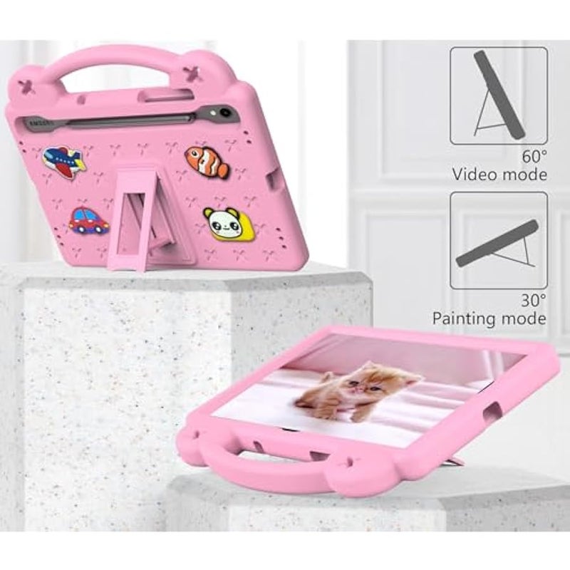 Kids Tablet Case for Samsung tab S10 FE S9 FE/S8/S7, Built-in Kickstand and Handle Shockproof Cute Cover Lightweight Compatible with Galaxy S9 11 inch (SM-X710/X716B/X718U) Pink - Image 4