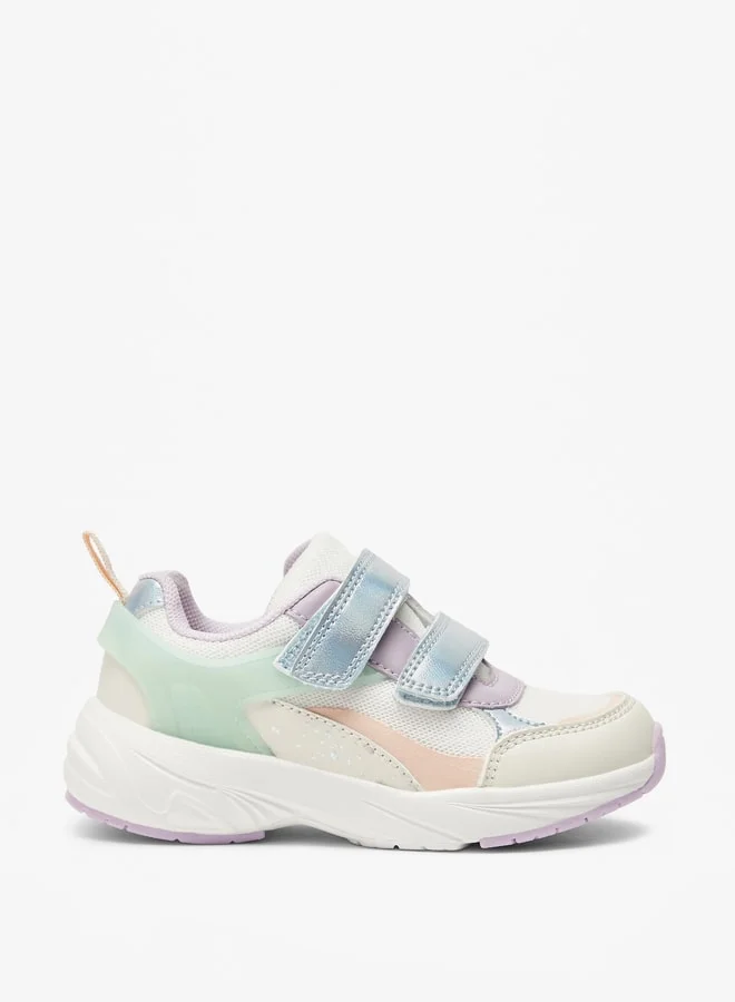 جونيورز Girls Colourblock Shoes with Hook and Loop Closure