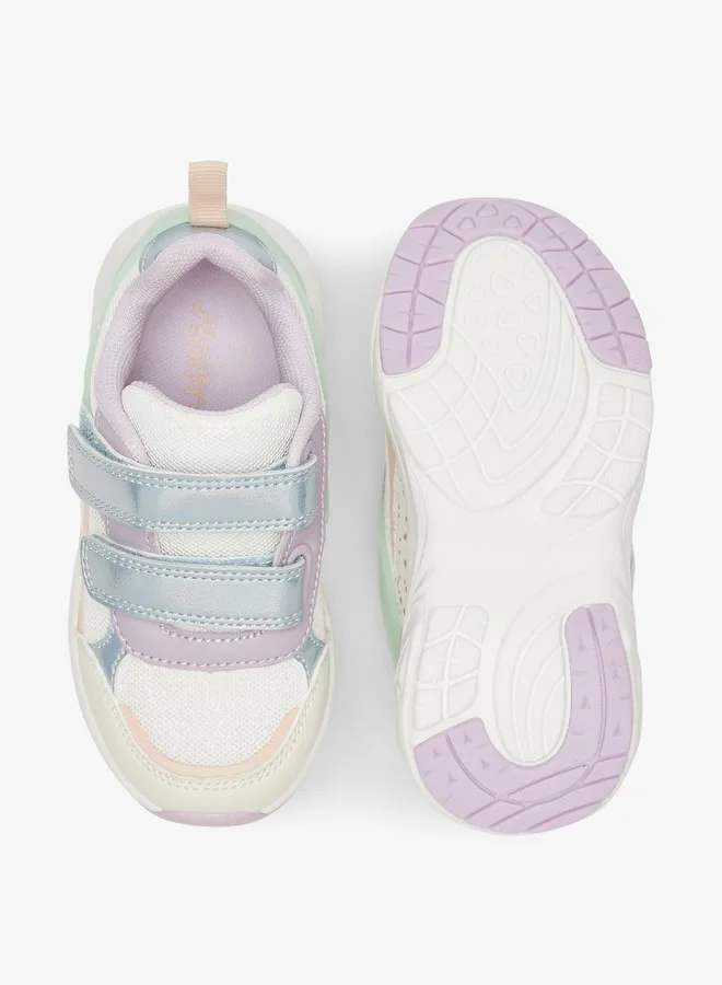 جونيورز Girls Colourblock Shoes with Hook and Loop Closure