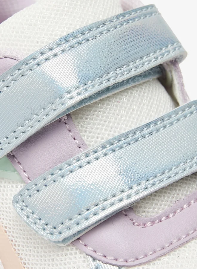 جونيورز Girls Colourblock Shoes with Hook and Loop Closure
