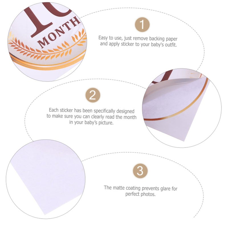 1 Set Newborn Monthly Milestone Sticker Growth Photo Props For Scrapbook Easy To Use Matte Finish Glare Free Keepsake Baby First Year White - Image 4