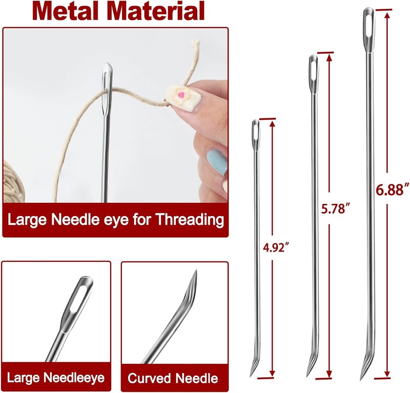 Ofargo Meat Trussing Needles, Roasting Trussing Needles for Lacing Roast Turkey, Chicken, Pork Skin, Whole Hog, Lamb, and Rotisserie Pig; Two of Each Size 4.9/5.7/7inch, 6pcs in All - Image 3