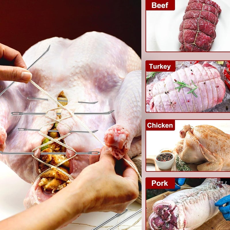 Ofargo Meat Trussing Needles, Roasting Trussing Needles for Lacing Roast Turkey, Chicken, Pork Skin, Whole Hog, Lamb, and Rotisserie Pig; Two of Each Size 4.9/5.7/7inch, 6pcs in All - Image 4