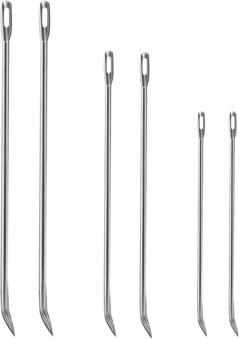 Ofargo Meat Trussing Needles, Roasting Trussing Needles for Lacing Roast Turkey, Chicken, Pork Skin, Whole Hog, Lamb, and Rotisserie Pig; Two of Each Size 4.9/5.7/7inch, 6pcs in All - Image 1
