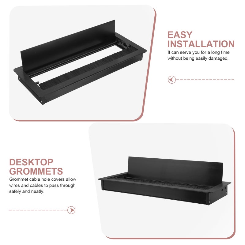 Desk Grommet Hole Cover Neat Organization Plastic Black 30x12cm For Computer Desk Table 1Pcs - Image 4