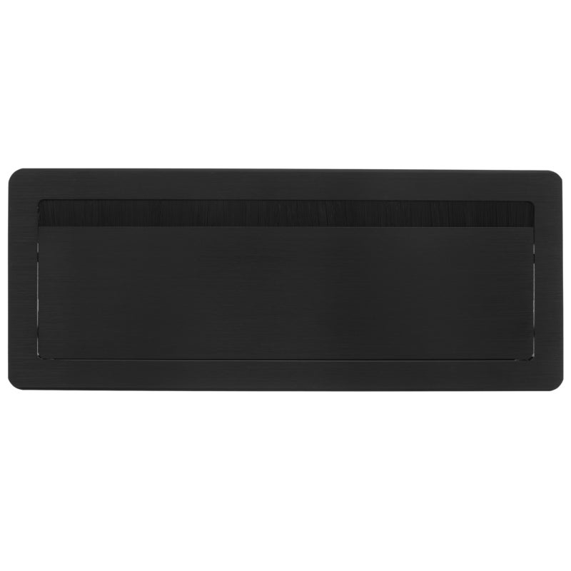 Desk Grommet Hole Cover Neat Organization Plastic Black 30x12cm For Computer Desk Table 1Pcs - Image 1