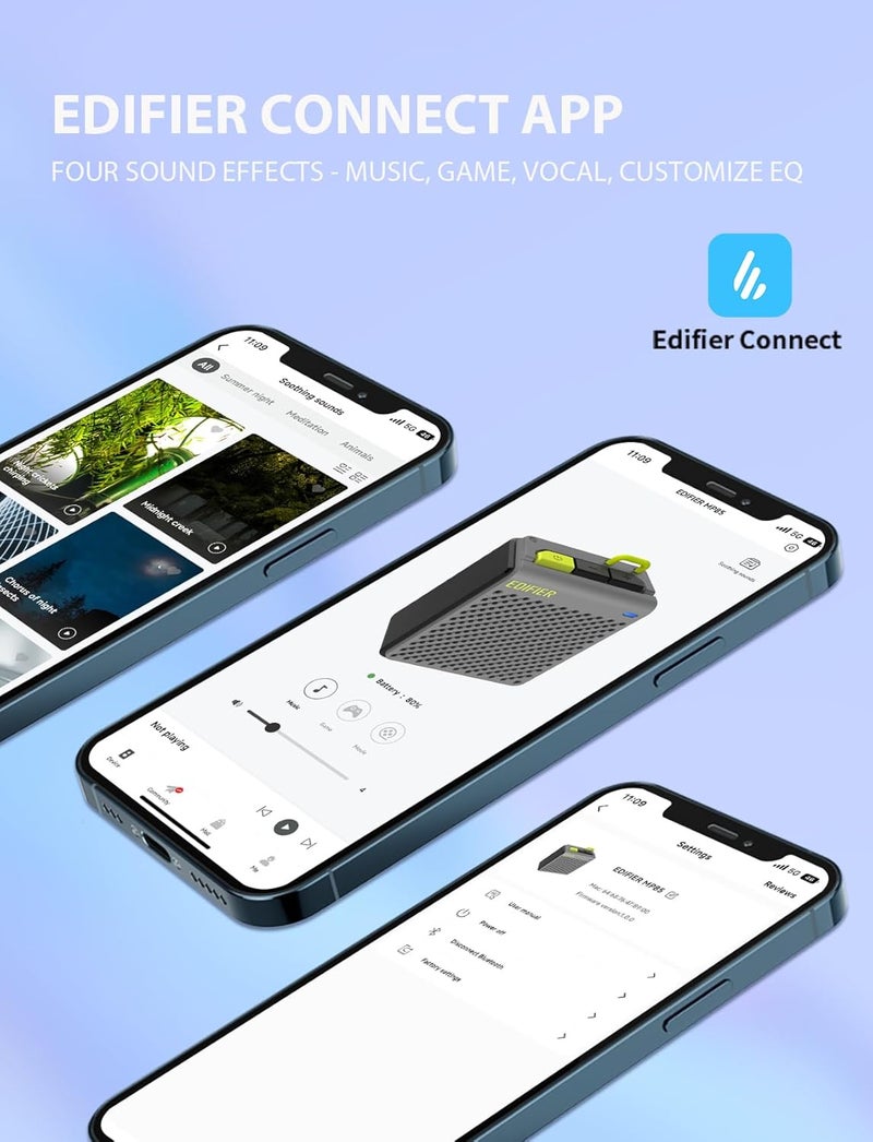 Edifier MP85 صغير مكبر صوت بلوتوث، مكبرات صوت محمولة مع بلوتوث V5.3، 8 ساعة وقت اللعب، للمنزل، السفر، في الهواء الطلق - رمادي - Image 5