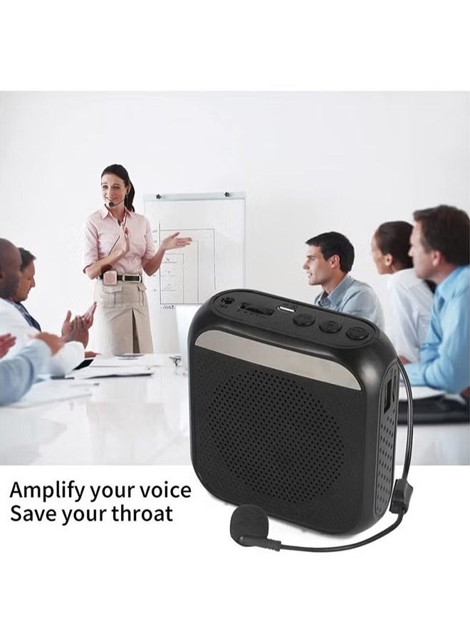 Generic Voice Amplifier with Wired Microphone Headset Portable Rechargeable PA System Speaker Personal Microphone Speech Amplifier Loudspeaker for Teachers Tour Guides/ Coaches Metting/ Yoga/ Fitness (Black)  - Image 2