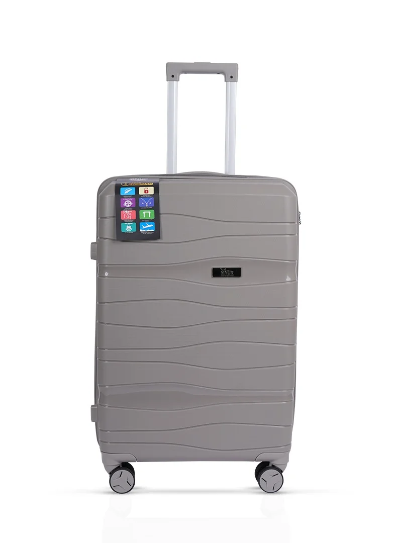MNUK Viajero Set of 3 Luggage | PP Material Hard-side Smooth and comfortable Luggage Trolley with TSA Lock | Double 360° 4 Wheeler| Cabin, Medium, Large| Grey