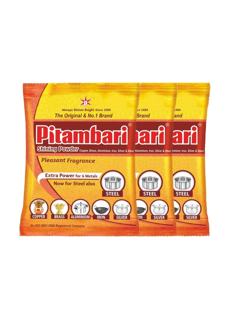 Pitambari Shining Powder for 6 Metals (Copper, Brass, Aluminium, Iron, Silver & Steel) - Pack of 3 - Image 1