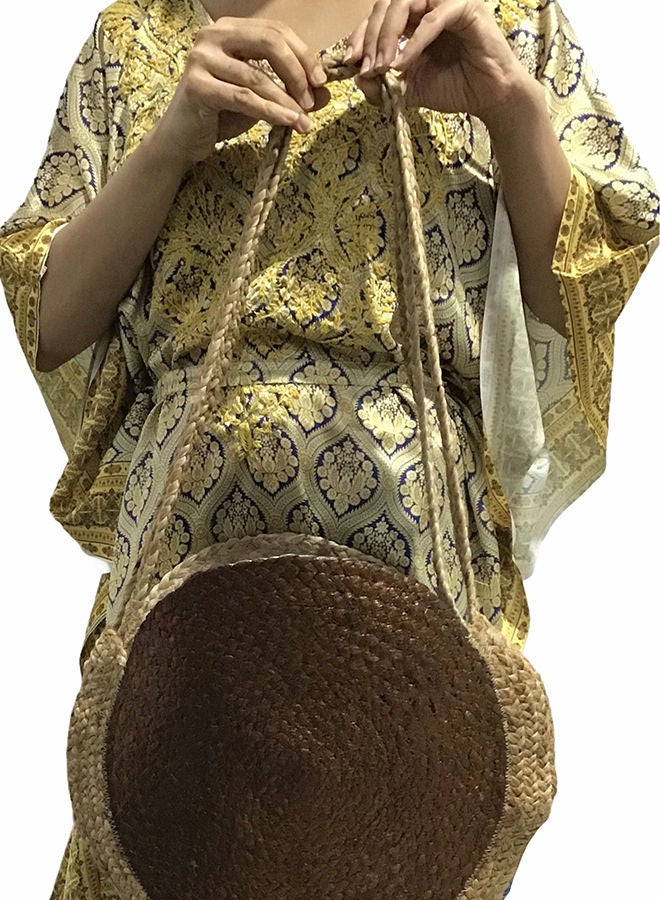 NIBEMINENT Summer Straw Beach Tote Bag Brown  - Image 3