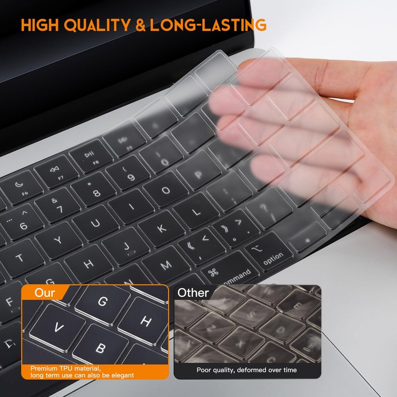 CaseBuy Premium Keyboard Cover for M2 M3 MacBook Air 15 inch A2941 A3114, M2 M3 MacBook Air 13.6" A2681 A3113, 2024 2023 2022 2021 MacBook Pro 14" 16" M4 M3 M2 M1 Chip Pro/Max, US ANSI Layout - Image 5