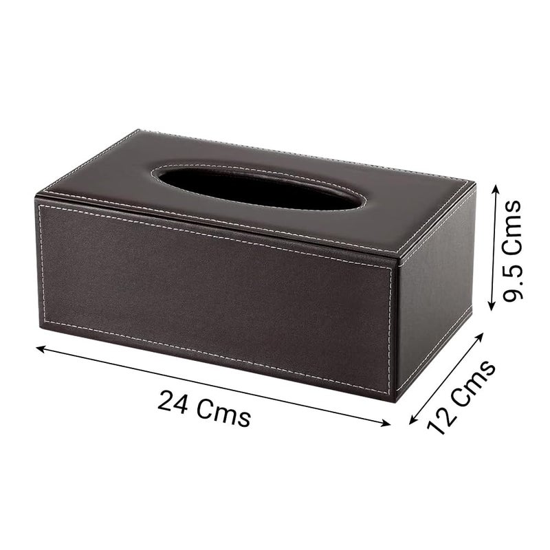 oddpod PU Leather Rectangular Tissue Box HolderNapkin Paper Towel Dispenser with Magnetic Bottom Lid for Office Home Hotel School Salon Umber Brown - Image 2