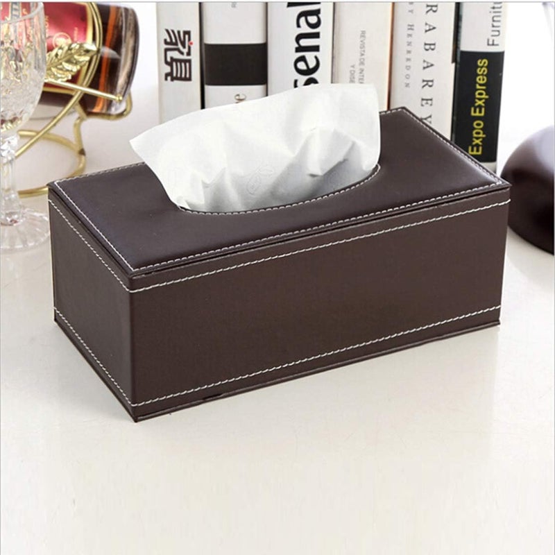 oddpod PU Leather Rectangular Tissue Box HolderNapkin Paper Towel Dispenser with Magnetic Bottom Lid for Office Home Hotel School Salon Umber Brown - Image 1