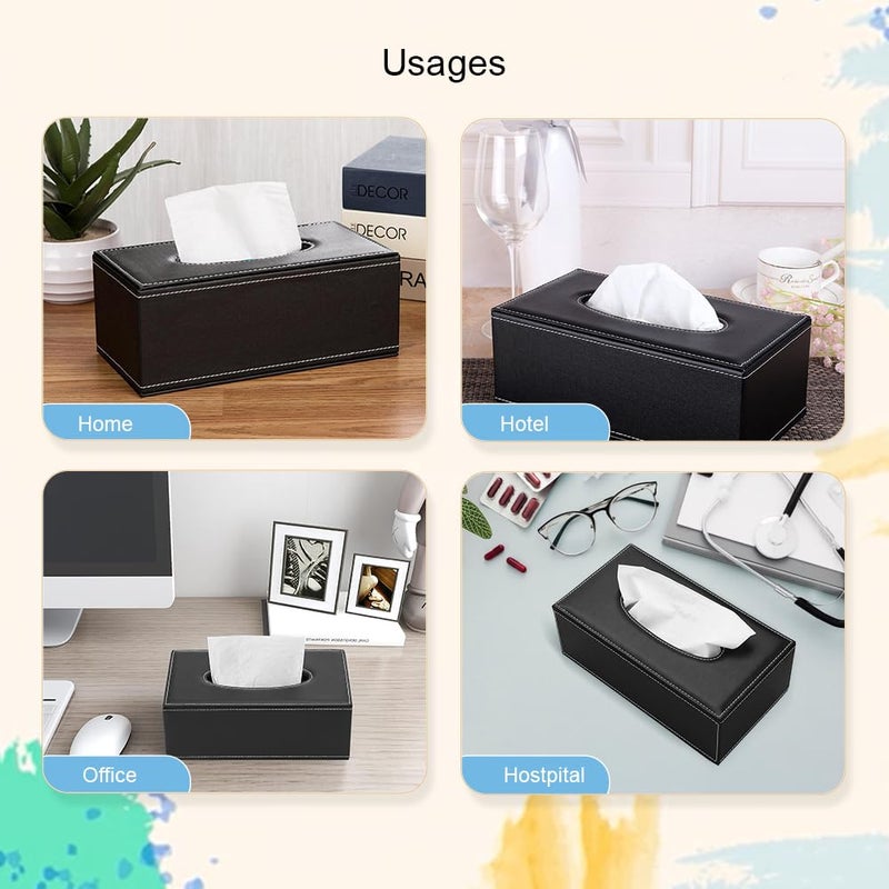 oddpod PU Leather Rectangular Tissue Box HolderNapkin Paper Towel Dispenser with Magnetic Bottom Lid for Office Home Hotel School Salon Umber Brown - Image 5