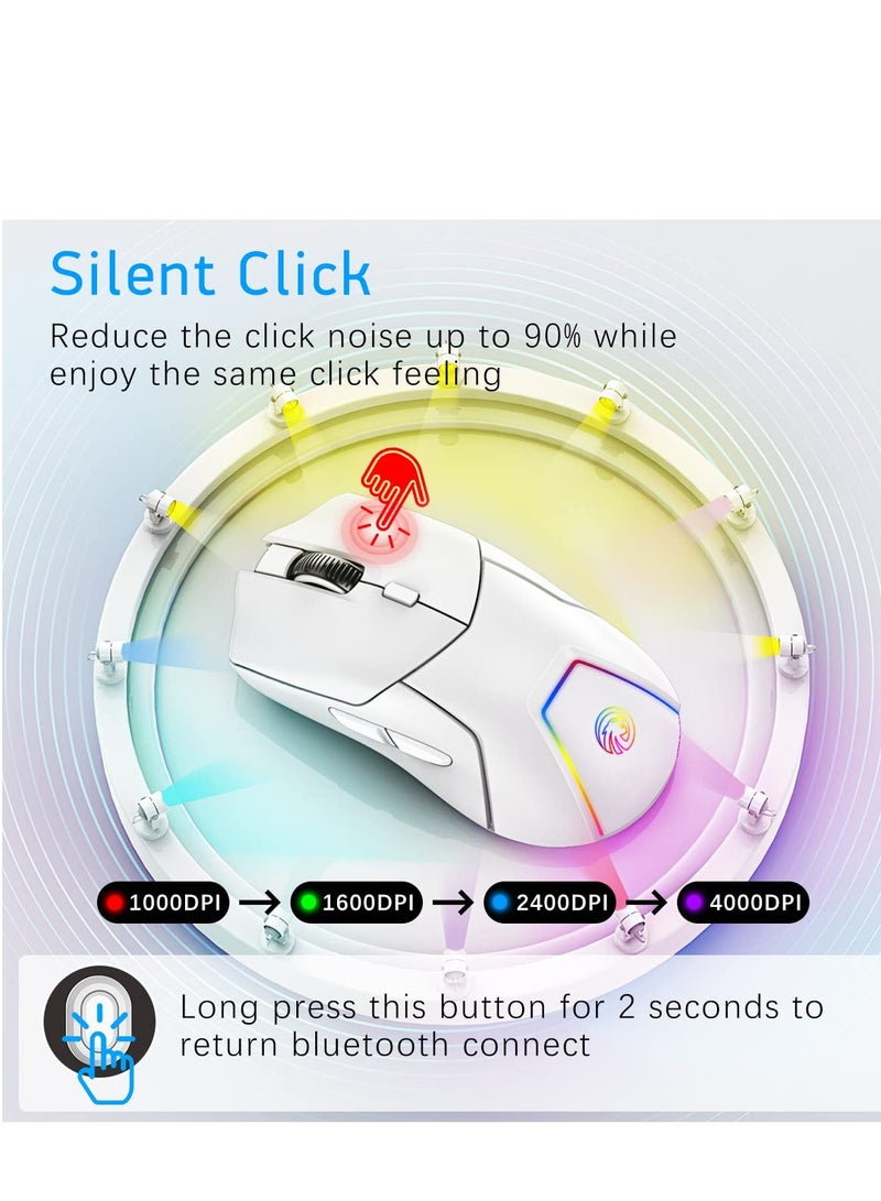 Ergonomic Wireless Gaming Mouse with RGB Backlight, Tri-Mode Connectivity, Adjustable DPI  1000Hz Polling Rate - Perfect for PC  Laptop Gaming - Image 3