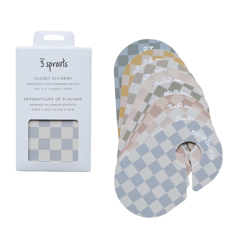 3 Sprouts Baby Closet Dividers 8-Piece Set Newborn to 2T - Double-Sided Organizer for Nursery Clothing Storage - Checkerboard - Image 4