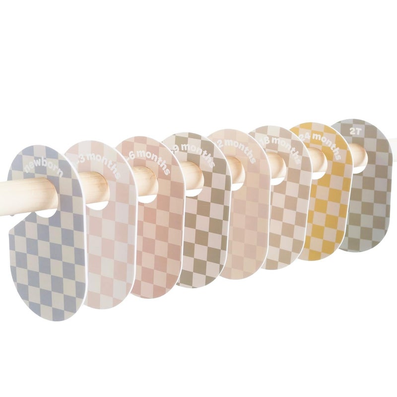 3 Sprouts Baby Closet Dividers 8-Piece Set Newborn to 2T - Double-Sided Organizer for Nursery Clothing Storage - Checkerboard - Image 1