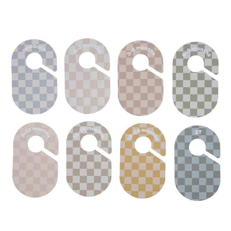 3 Sprouts Baby Closet Dividers 8-Piece Set Newborn to 2T - Double-Sided Organizer for Nursery Clothing Storage - Checkerboard - Image 5