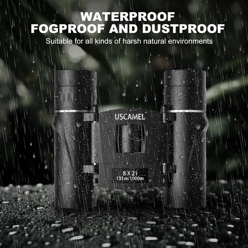 USCAMEL (Black) - 20x22 Compact Zoom Binoculars Folding HD Powerful Mini Telescope Black - Image 3