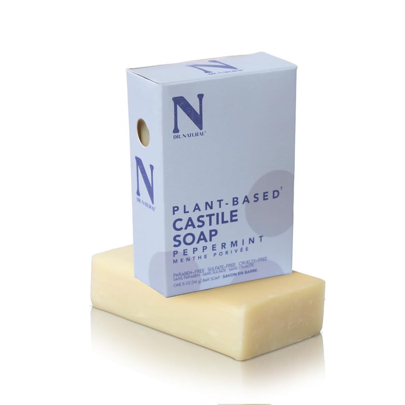 Dr Natural Pure Castile Soap Peppermint 5 oz  PlantBased  Made with Shea Butter  Rich in Essential Oils  ParabenFree SulfateFree CrueltyFree  Moisturizing Soap