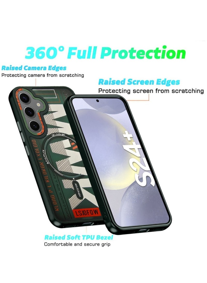 Techie Aesthetic Translucent TPU MWK Magnetic Magsafe Case with Raised Camera Lens Protector for Samsung Galaxy S24 Plus - Green - Image 3