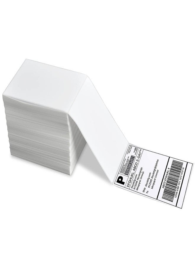 FungLam 4" x 6" Direct Thermal Shipping Labels - Pack of 500 Fanfold Labels - White Perforated, Permanent-Adhesive, Compatible Zebra & Rollo Thermal Label Printer - Image 1