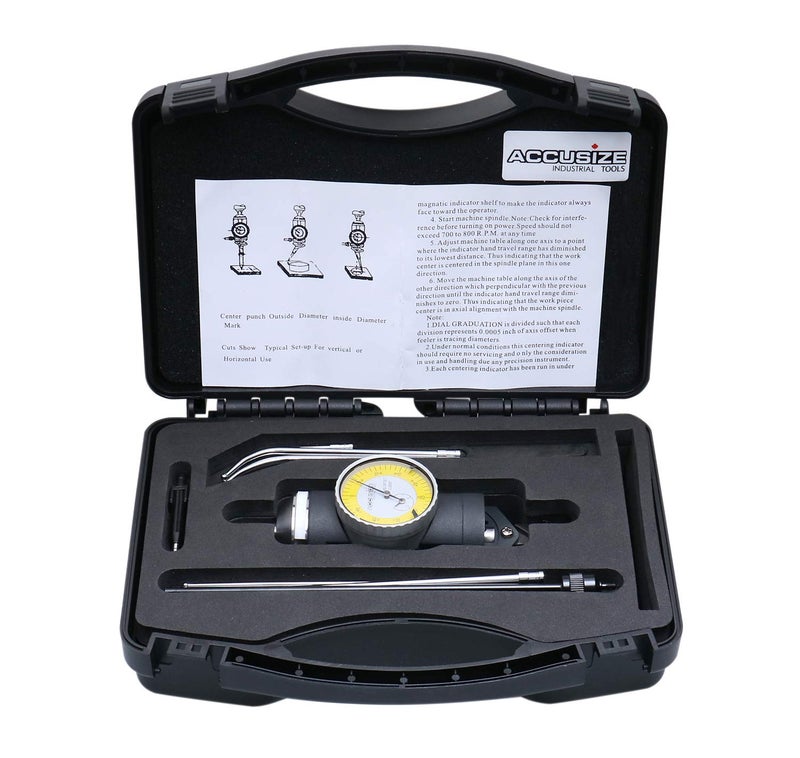 Accusize Industrial Tools 0-0.15 inch by .0005'' Graduations, Co-Ax Indicator, Coaxial Centering, Yellow Dialing Face, Jd21-0003 - Image 1