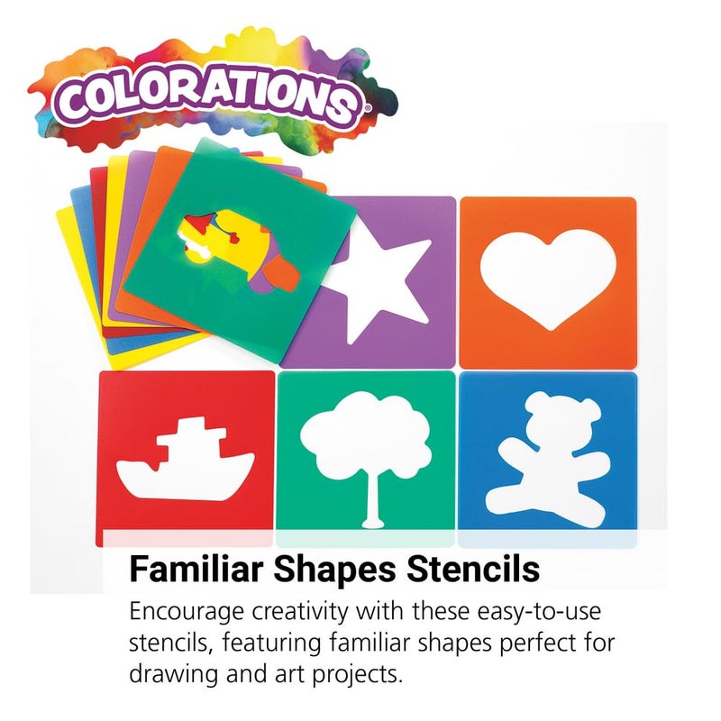 Colorations Familiar Shapes Stencils for Kids, 8 inches, Jumbo, Sturdy, Quality, Washable, Paint, Draw, Spray, Classroom, Arts & Crafts, Teacher, Educational (Item # ESTEN) - Image 2