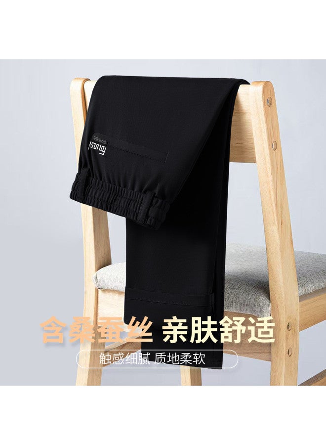 FOLUNSI men's Casual Pants - Elastic Waist Straight Leg Versatile Everyday Office Trousers - Image 2
