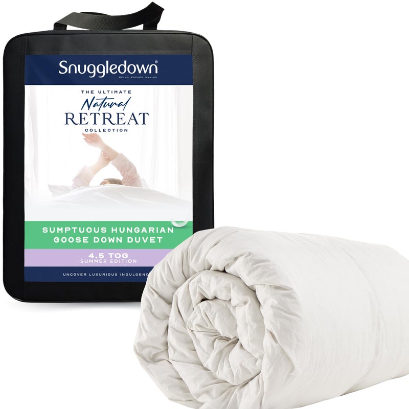 Snuggledown Hungarian Goose Down Double Duvet  45 Tog UKMade Luxury Double Quilt Ethically Sourced 80 Down 300tc Jacquard Cotton Cover  Soft Breathable  Lightweight for Summers 200 x 200cm