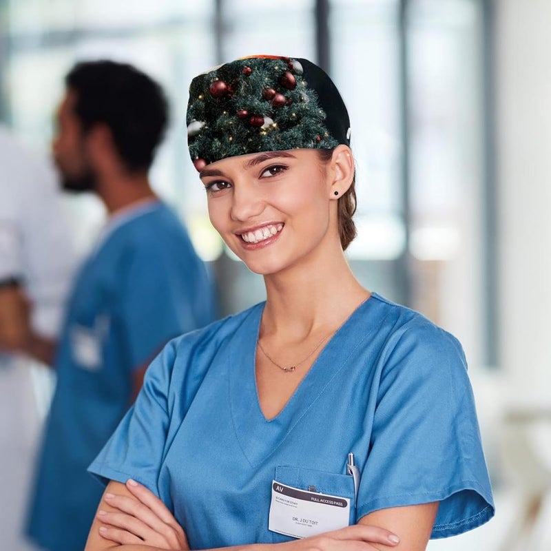 Women and Men's Surgical Cap 4 Packs Daisy on Old Wooden (1) Working Hat One Size - Image 5
