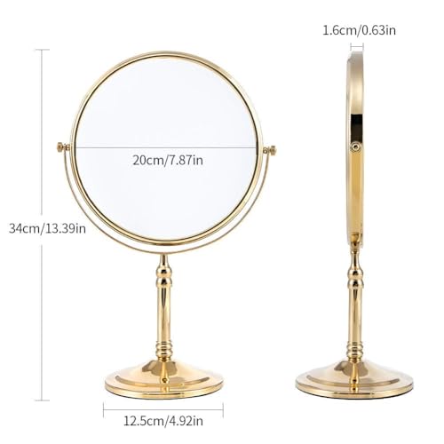 Gecious Gold Makeup Mirror 1X/10X Free Standing for Bathroom 8 Inches 360 Swivel Dual-Sided Tabletop Makeup Mirror, Metal - Image 4