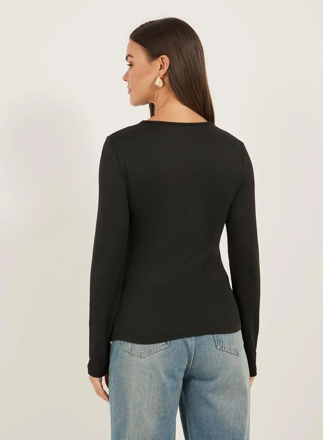 Take Two Butterfly Graphic Print Long Sleeve T-Shirt by Styli