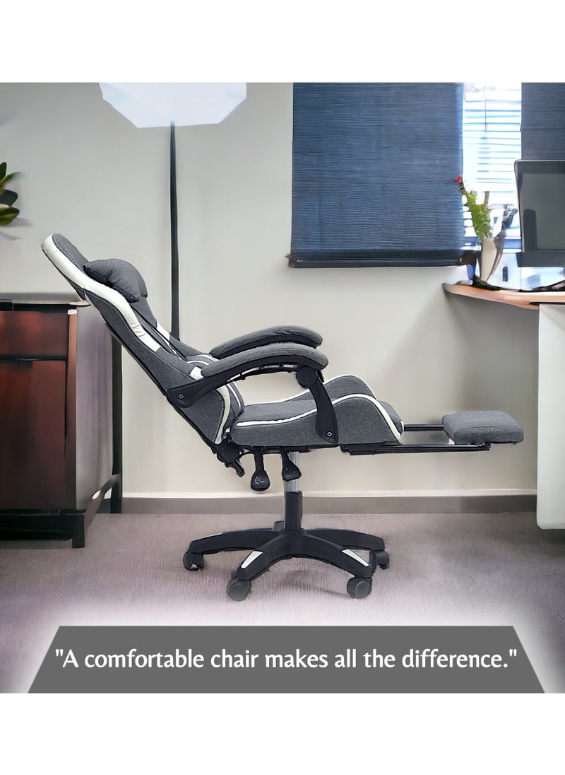 SBF Fabric Gaming Chair - Reclining High Back Office Chair - Adjustable Height, Headrest, Footrest and Lumbar Support - Swivel Video Game Chair - Ergonomic Computer Gaming Chair