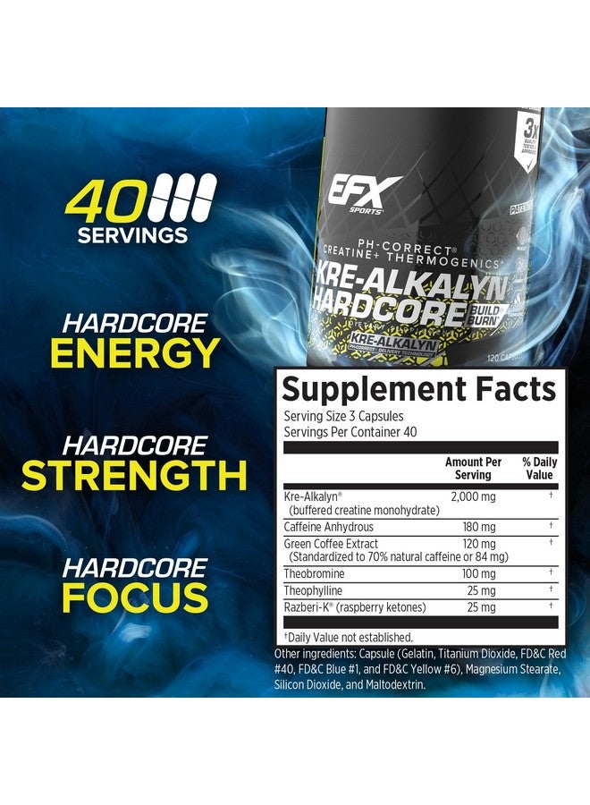 EFX SPORTS EFX سبورتس كري-الكالين هاردكور | مكمل حبوب الكرياتين مونوهيدرات بتوازن درجة الحموضة الحرارية | طاقة وقوة قبل التمرين | 40 حصة، 120 كبسولة - Image 3
