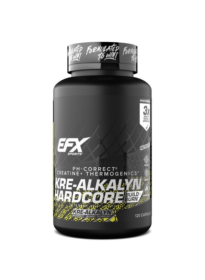 EFX SPORTS EFX سبورتس كري-الكالين هاردكور | مكمل حبوب الكرياتين مونوهيدرات بتوازن درجة الحموضة الحرارية | طاقة وقوة قبل التمرين | 40 حصة، 120 كبسولة - Image 1