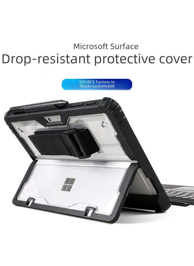 Generic - Surface Protective Case Anti-fall Plastic Shell Pro7 Magnetic Attraction Bluetooth Keyboard Go4 Soft Protective Cover-Color:surface Pro4/5/6/7/7 + Transparent Bottom Shell Black Edge + Strap - Image 1
