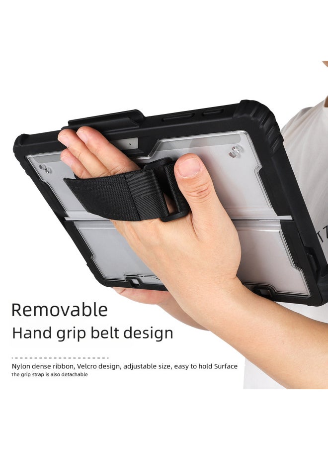 Generic - Surface Protective Case Anti-fall Plastic Shell Pro7 Magnetic Attraction Bluetooth Keyboard Go4 Soft Protective Cover-Color:surface Pro4/5/6/7/7 + Transparent Bottom Shell Black Edge + Strap - Image 1