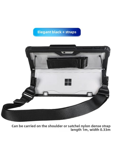 Surface Protective Case Anti-fall Plastic Shell Pro7 Magnetic Attraction Bluetooth Keyboard Go4 Soft Protective Cover-Color:surface Pro4/5/6/7/7 + Transparent Bottom Shell Black Edge + Strap
