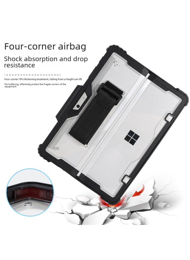Generic - Surface Protective Case Anti-fall Plastic Shell Pro7 Magnetic Attraction Bluetooth Keyboard Go4 Soft Protective Cover-Color:surface Pro4/5/6/7/7 + Transparent Bottom Shell Black Edge + Strap - Image 1
