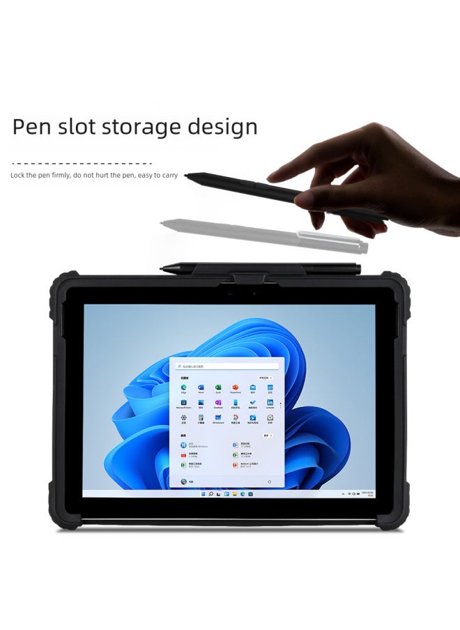 Generic - Surface Protective Case Anti-fall Plastic Shell Pro7 Magnetic Attraction Bluetooth Keyboard Go4 Soft Protective Cover-Color:surface Pro4/5/6/7/7 + Transparent Bottom Shell Black Edge + Strap - Image 1